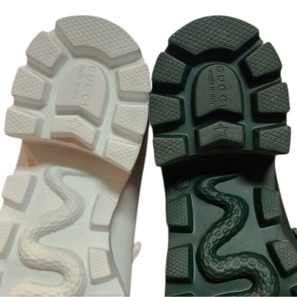 GUCCI Left Only Rubber Rain Boots Womens 35 US 5 Green White Horsebit Amputee - Picture 10 of 15